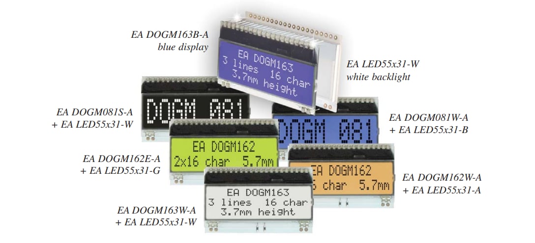 DISPLAY VISIONS EA-DOGM081/162/163 Flexible Character LCDs